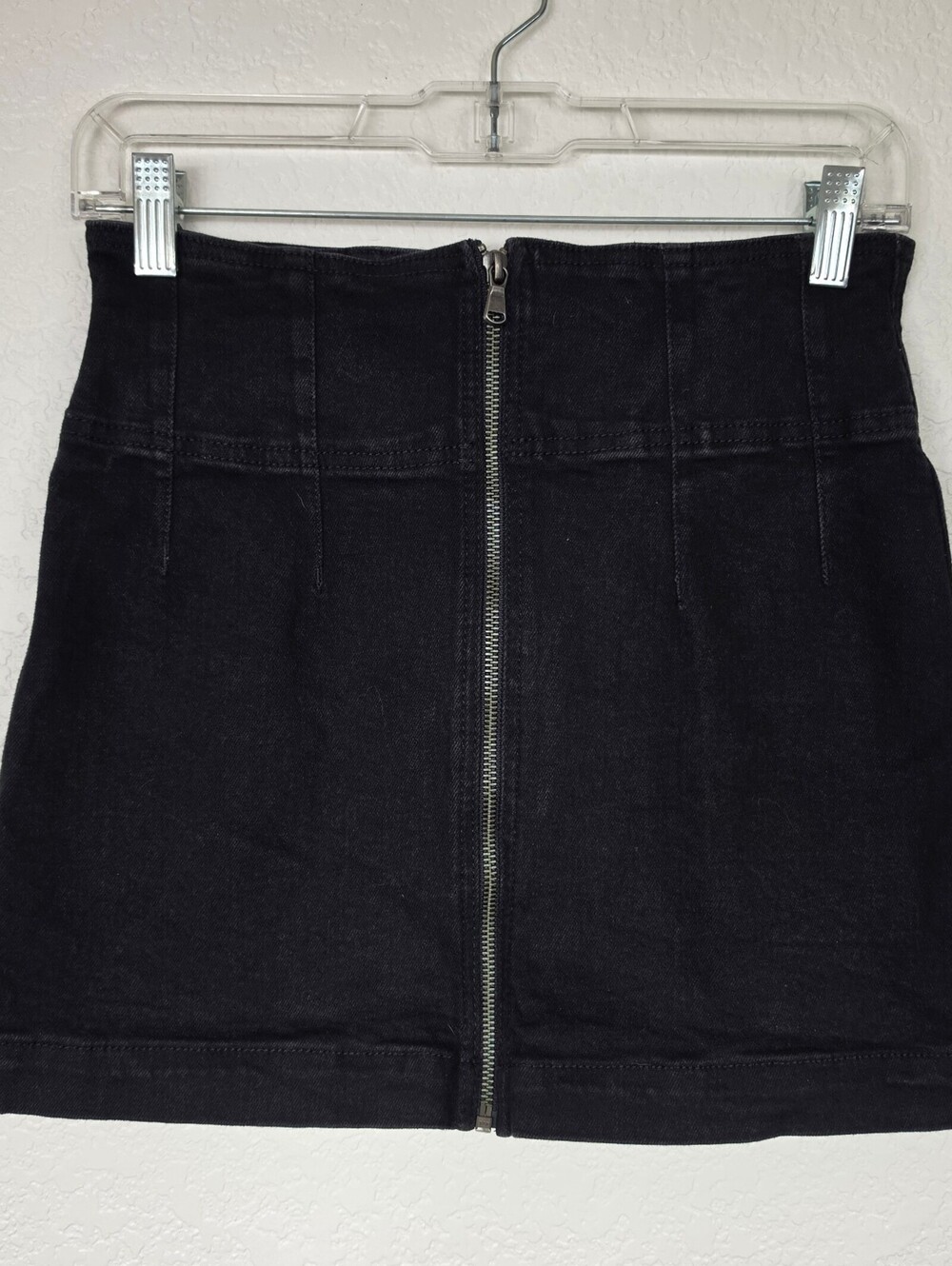 Free People Black Mini Zipper Skirt